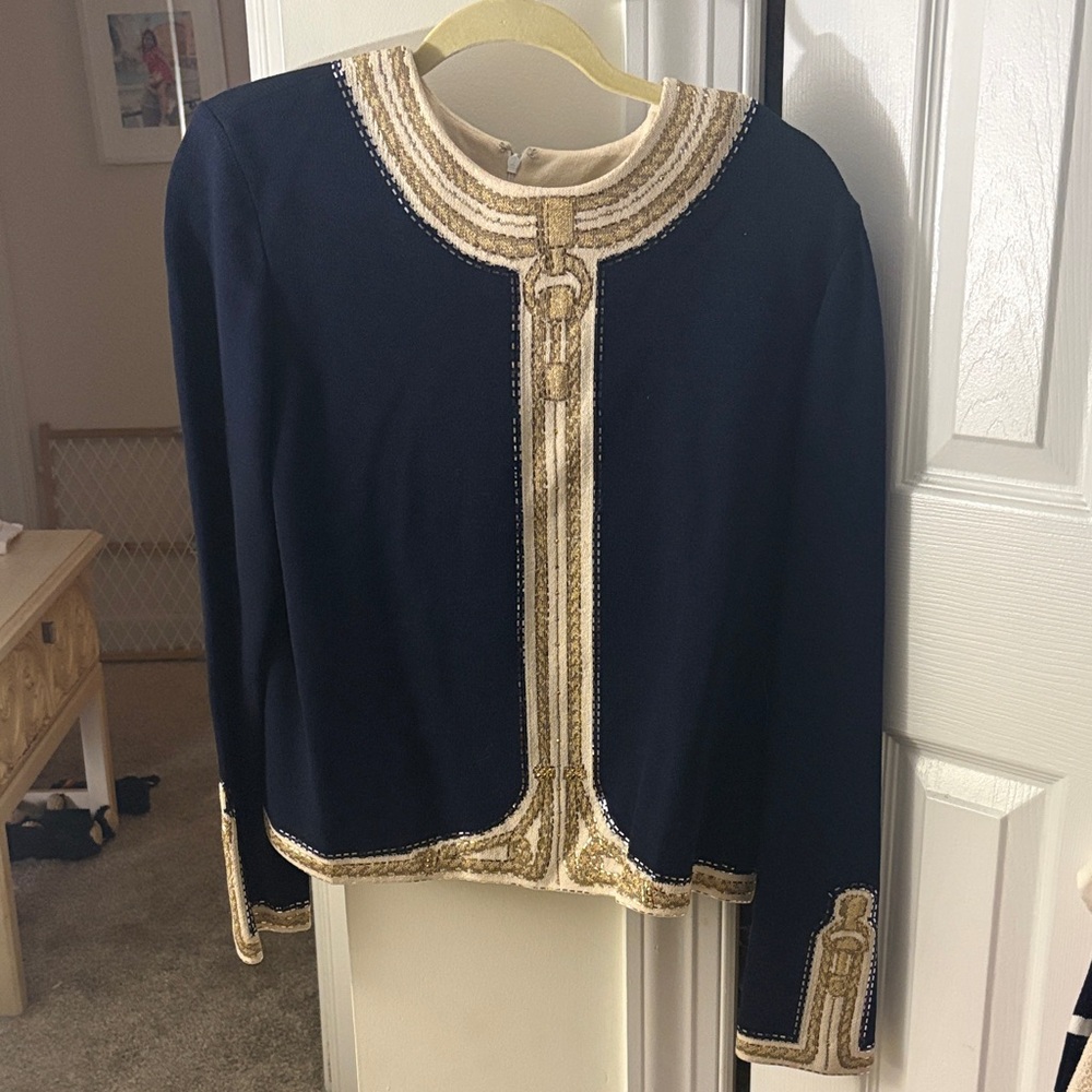 St John Elegant Navy and Gold Women's Jacket